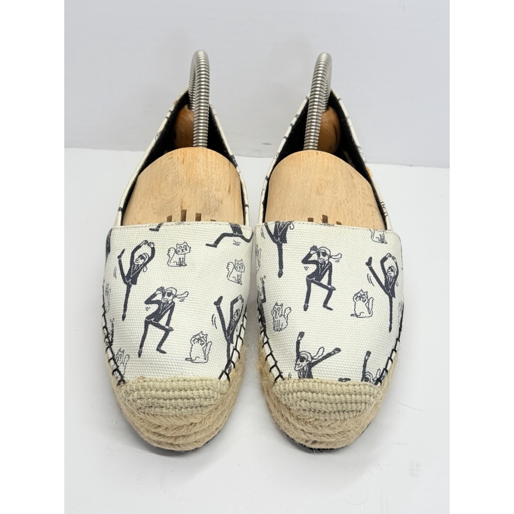 Karl Lagerfeld Paris Antibes7 Women 6.5 Cream Canvas Platform Espadrilles - Picture 5 of 11